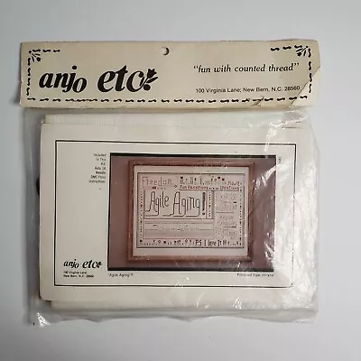 Anjo Etc Agile Aging Vintage Sampler Counted Cross Stitch Kit Threads Pattern Fa • $8.72