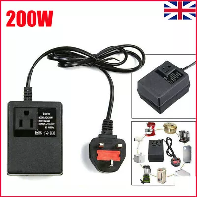 200W AC 220V 240V To 110V 120V Step Down Transformer Voltage Converter Adapter • £13.59