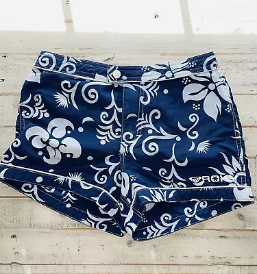 Roxy Quicksilver Board Swim Shorts Size 3/4 Vintage Y2K BLUE & White Floral VGUC • £23.75