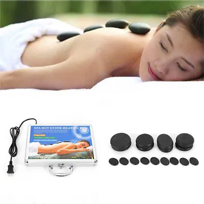  16Pcs Portable Hot Stones Massage Kit Stone Warmer SPA Massager With Heater Box • $31.35