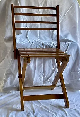$99 • Buy Antique Solid Finished Teak Wood Folding Child Doll Stadium Chair Portable Solid