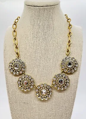 J. Crew Statement Bling  Necklace Clear Rhinestone  Gold Tone 18  + 2 • $18.99