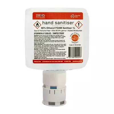 Zexa Foam Hand Sanitiser 80% Ethanol 1ltr Cartridge PAS-DD440 • $69