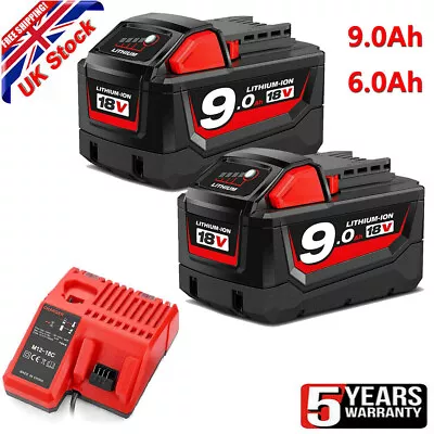 For Milwaukee M18 B6 9.0Ah 6.0Ah 18V High Capacity Li-ion Battery 48-11-1890  • £19.92