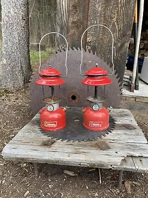 2 RED COLEMAN LANTERNS 200A -PARTS -REBUILD ~NO GLOBES 1965 And 1975 NO RESERVE • $28.52