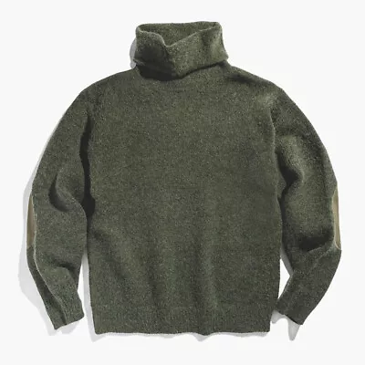 Men's Winter Warm Turtleneck Sweater Knitted Jumper Vintage Casual Sweater Green • $60.05
