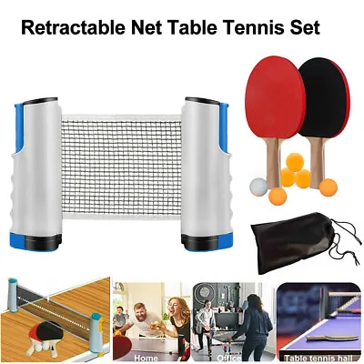 $18.99 • Buy Portable Retractable Net Table Tennis Paddle Bats 6 Balls Instant Ping Pong Set