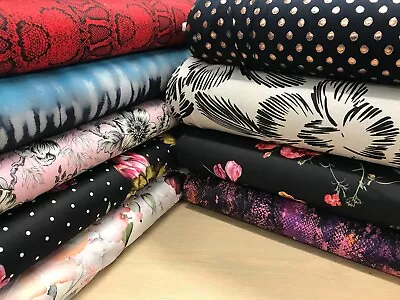 £5.99 • Buy Printed Cotton Blend  Viscose Stretch Jersey Fabric 150cm Wide Designer Material