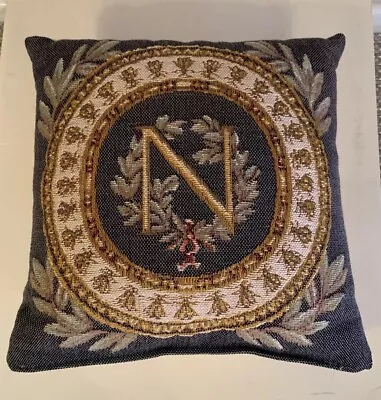 Art De Lys  Tapestry Pillow  Napoleon Monogram Decor Small Blue 9” X 9” Regal • $21
