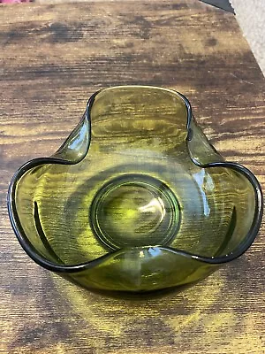 Vintage Anchor Hocking Part Of A Chip And Dip Set Viking Green Glass Free Ship! • $17.99