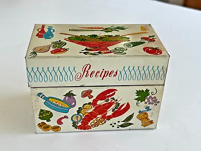 Vintage Metal Recipe Box Tin Ohio Art.  Made In USA • $9.99