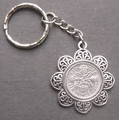 £1.95 • Buy 1963 60th Birthday Lucky Sixpence Pendant Charm Keyring Retirement Present Bag X