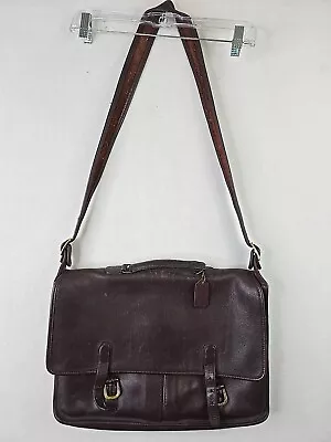 Vintage Coach Leather Briefcase Dark Brown Double Front Strap Shoulder Strap • $59.99