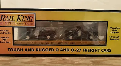 O Scale MTH Rail King Long Island Flat Car With (2) ‘53 Ford Pickup Trucks LIRR • $50