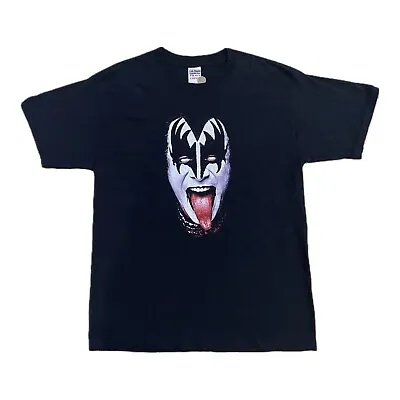 2002 Kiss Gene Simmons Head Vintage T-Shirt In Black Size L. Rock Glam Metal Vtg • £29.99