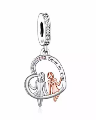 £14.99 • Buy Forever My Friend Love Heart Charm Best Friends Bestie Bead 925 Sterling Silver