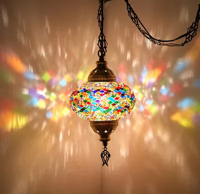 SWAG PLUG IN Turkish Moroccan Mosaic Ceiling Hanging Lamp Pendant Light Fixture • $52.80