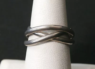 Neat Vintage Sterling Silver Triple Puzzle Interlocking Ring.  Make Offer! #87 • $35