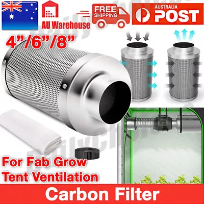 4 6 8  Inch Carbon Filter Odor Control For Fan Grow Hydroponics Tent Extractor~ • $66.49
