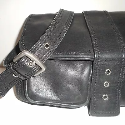 Eddie Bauer Handbag Purse Black Leather Fold Over Magnetic Flap  • $39.95