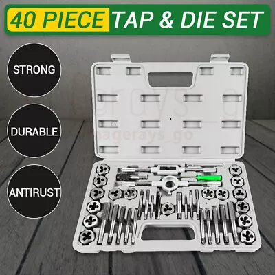 $29.89 • Buy 40pc Quality Hardened Metric TAP & DIE Set Screw Thread Taper Drill Tool Kit TOP