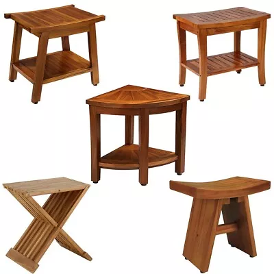 Teak Shower Bench Seats Portable Wood Spa Stools Waterproof Bathroom Furniture • $63.49