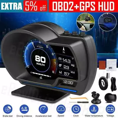 Smart Car HUD Gauge Auto Head Up Display Gauge GPS Digital Speedometer OBD2 AU • $52.99