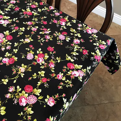 Lovemyfabric Black Vintage Floral Cotton Tablecloth • $13.50