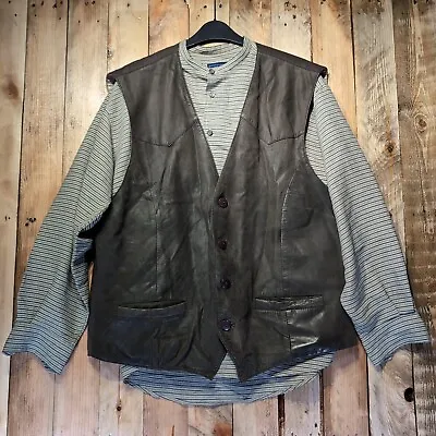 Hide Park Real Leather Waistcoat Mens XL & Shirt Medium Mumford Sons Style Biker • £29.95