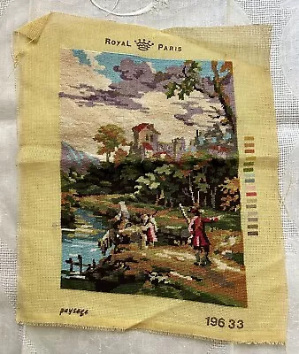 Vtg Royal Paris Completed NEEDLEPOINT 19633 Tapestry French 6.5” X 9” Finished • $29.50