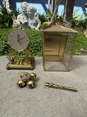 Vtg Aug Schatz & Sohne Germany Brass 400 Day Anniversary Clock • $84.30
