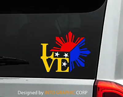 $5.25 • Buy Philippine Vinyl Car Decal Sticker  4.75  (w) Unique I Love Filipino Flag Design