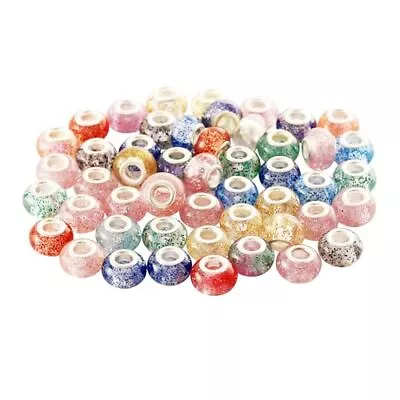 50 Pcs Glass European Spacer Charms Beads Large Hole For Crafts Bracelets • $14.99