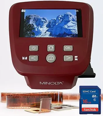 Minolta All-In-One 22MP Film & Slide To Digital Converter 5  Hi-Res LCD - RED • $129.99