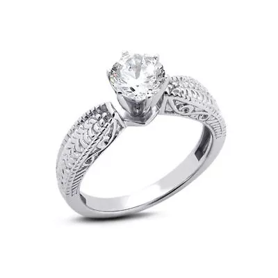 1.06ct G SI2 Round Natural Diamond 14K Gold Vintage Solitaire Engagement Ring • $2216.97