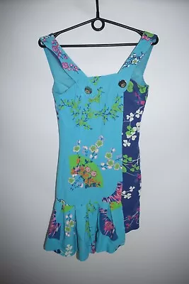 Versace For H&M Dress Flowers Blue 100% Silk Size EU 34 US 4 • $70