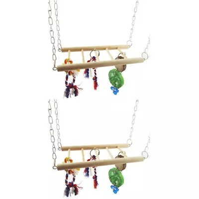  2 Pieces Pet Training Wood Swing Hamster Parrot Toys Climbing Ladder For The • £17.18