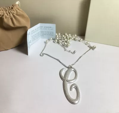 Pretty 39” Qvc Steel By Design Initial “c” Necklace With Faux Pearls Nice Look • $17.89