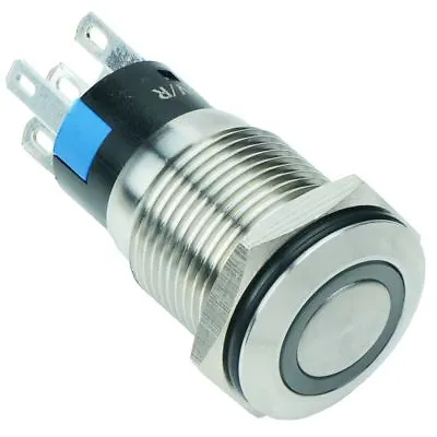 £6.49 • Buy Blue LED 16mm Latching Vandal Resistant Push Switch 3A SPDT