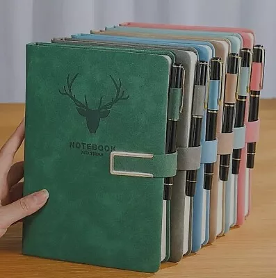 Business A5 Thick Vintage Leather Notebook Simple Design Korean Style Square • $28