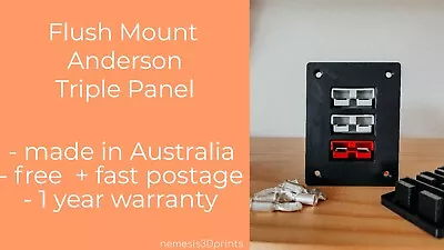 Flush Mount Triple Anderson Plug Panel SB50 50Amp L PLUS FREE Dust/Insect Cover • $28.95