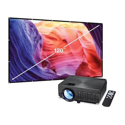 Memorex Mini Projector With Bluetooth And 120  Projection Screen Black • $29