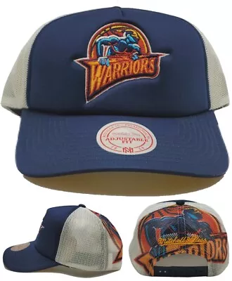 Golden State Warriors New Mitchell & Ness Mesh Trucker Blue Era Snapback Hat Cap • $26.69