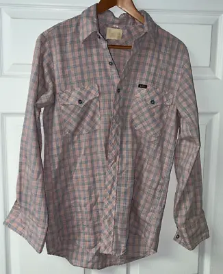 Vintage 1950's -1970's ?? LEE  Pink Western Button Down Shirt Fits Men's M • $10.34
