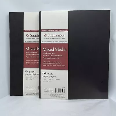 2 Strathmore Art Journals Mix Media Brown Softcover 7.75” X 9.75” 500 Series 64p • $30