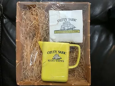 Cutty Sark Scotch Ceramic Water Pitcher Napkins & Wicker Basket • $12.95