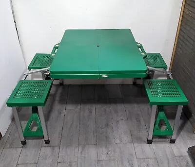 Vintage Portable Folding Picnic Camping Table Bench Stool Set Briefcase/Suitcase • $130.50