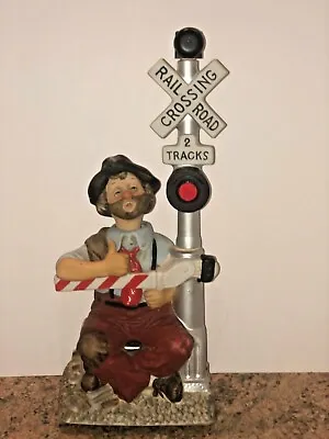 Waco Melody In Motion Railroad Crossing Willie The Hobo Musical Moving Figurine • $150