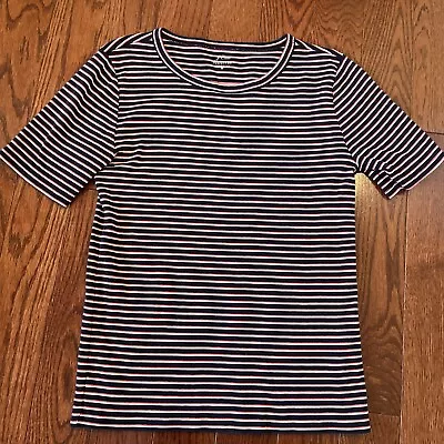 J. Crew 100% Cotton Perfect Fit T-Shirt - Women's SIZE M Navy Red White Stripe • $9.99