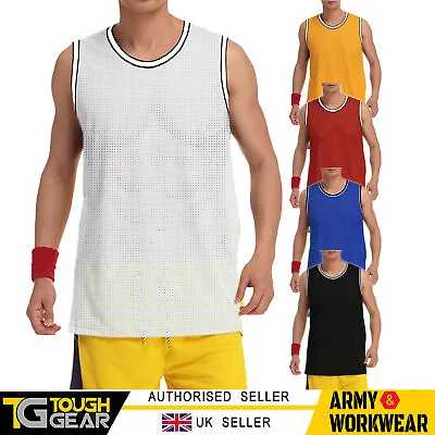 Mens Sleeveles Mesh Vest Gym Training Basketball Muscle Top Breathable Summer • £4.99